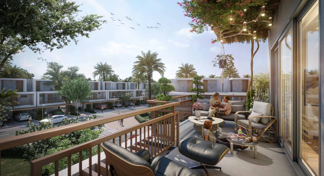 Upper-floor balcony overlooking the community